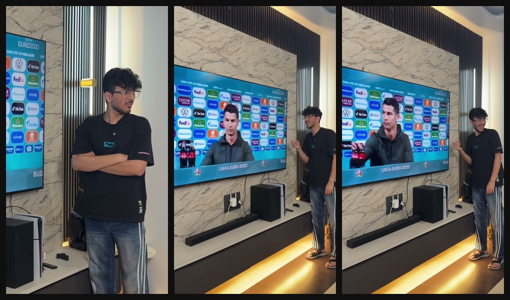 Pretending Ronaldo on TV is a real friend opening hook frames